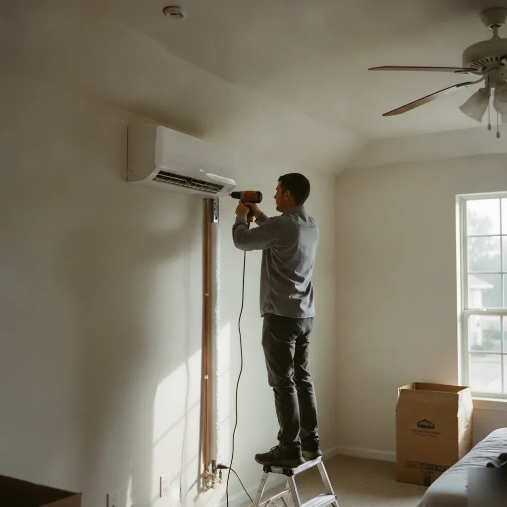 Bright bonus room in an Aubrey home comfortably cooled by a ductless mini-split system