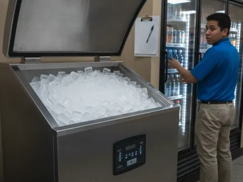 Full bin of clear ice shows healthy machine needing no service call Aubrey